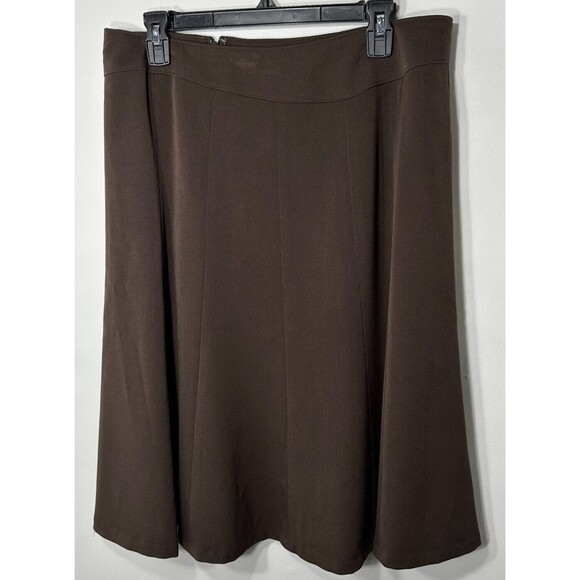 Apt 9 Stretch Skirt Women's Sz 12 Brown A-line Flare Zip Polyester Lined Career - Picture 3 of 10